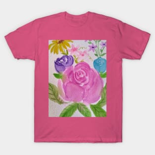 Colorful bouquet of flowers painting T-Shirt